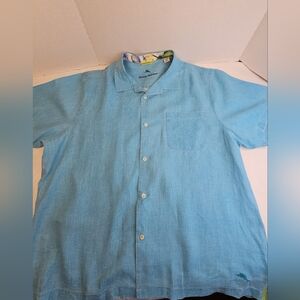 Tommy Bahama Aire Fresxo  Camp Shirt Sz. XL 100% Linen Blue